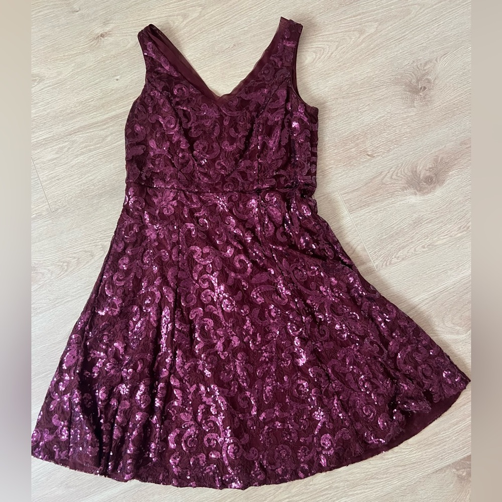 MARINA burgundy sequin dress